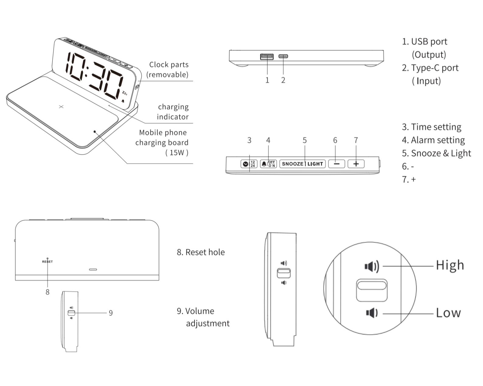 WG PowerTime — Wireless Charger, Alarm Clock, Bright Display