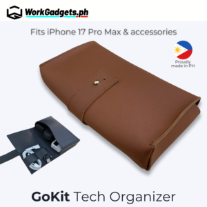 WG GoKit Leather Tech Organizer – EDC Cable & Gadget Pouch - Fits Chargers & Smartphones - Local PH
